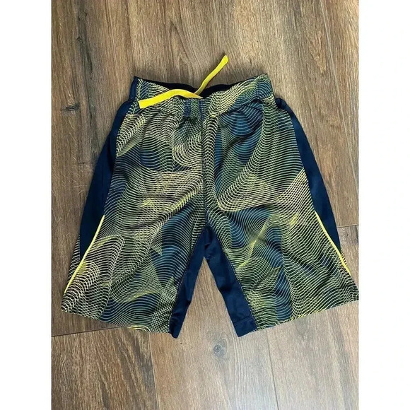 Nike Basketball shorts boys Small dri fit Navy Blue &‎ Yellow Pull On - Picture 1 of 4